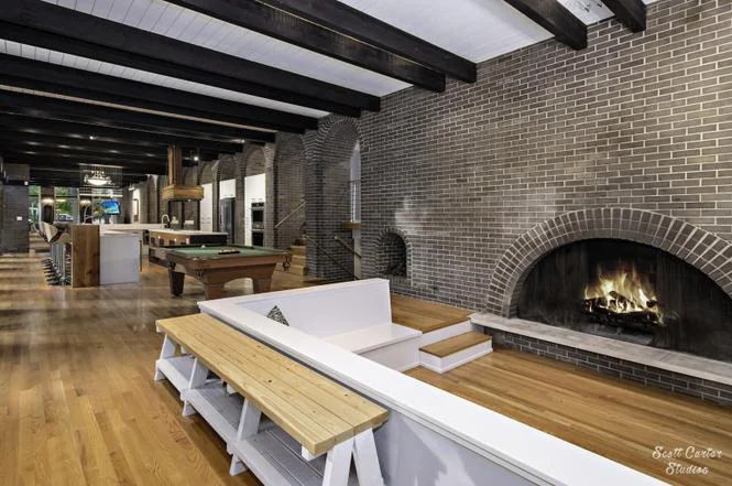 Detail — custom lighting fixture and built-in
